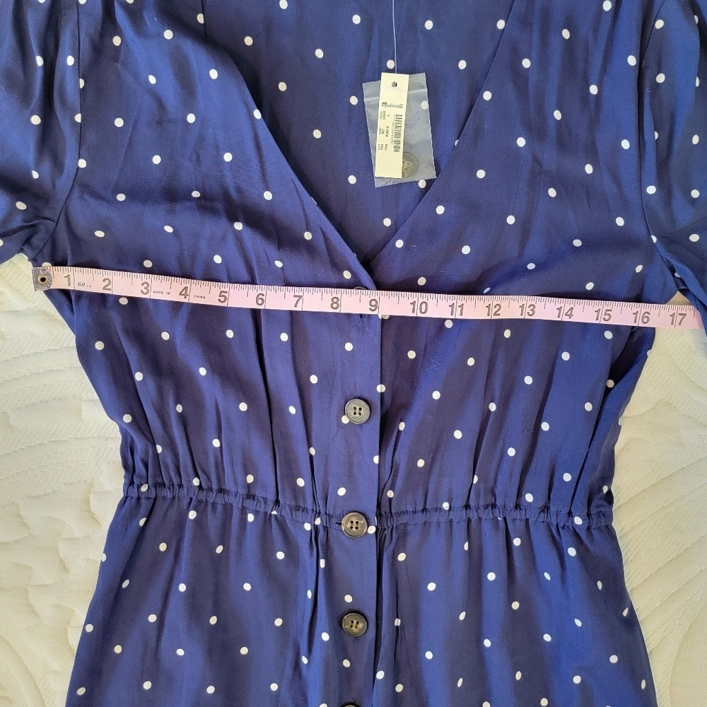 NWT Madewell Button Front Day Romper In Navy White Polka Dot Preppy Size Small - Picture 10 of 12